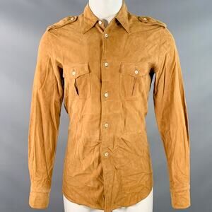 DOLCE & GABBANA XS Camel Suede Military Two Pockets Epaulets Long Sleeve Shirt